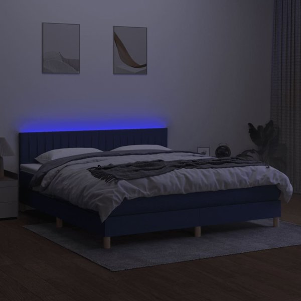 vidaXL Κρεβάτι kontynentalne με στρώμα, μπλε, 180x200 cm, ύφασμα