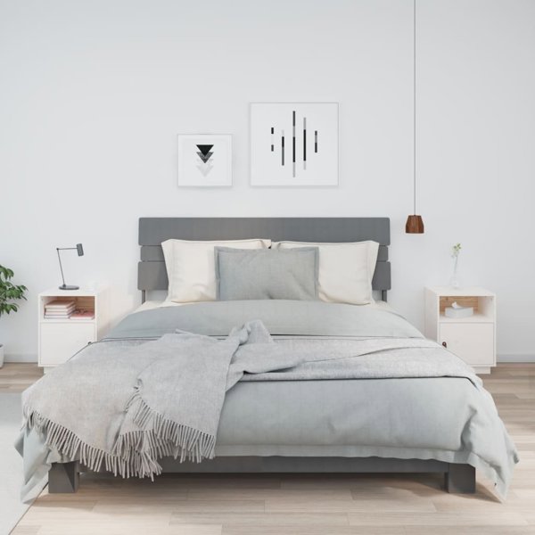 vidaXL Σετ 2 νυχτερινών κομοδίνα λευκά 40x34x55 cm από μασίφ πεύκο