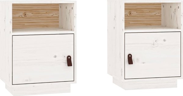 vidaXL Σετ 2 νυχτερινών κομοδίνα λευκά 40x34x55 cm από μασίφ πεύκο