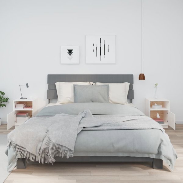 vidaXL Σετ 2 νυχτερινών κομοδίνα λευκά 40x34x55 cm από μασίφ πεύκο