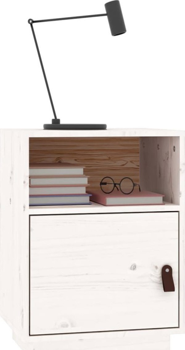 vidaXL Σετ 2 νυχτερινών κομοδίνα λευκά 40x34x55 cm από μασίφ πεύκο