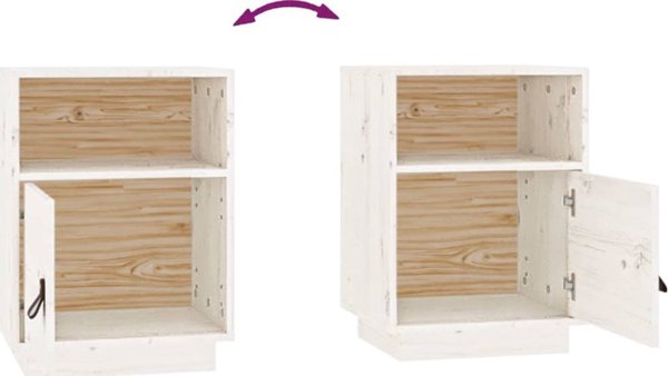 vidaXL Σετ 2 νυχτερινών κομοδίνα λευκά 40x34x55 cm από μασίφ πεύκο