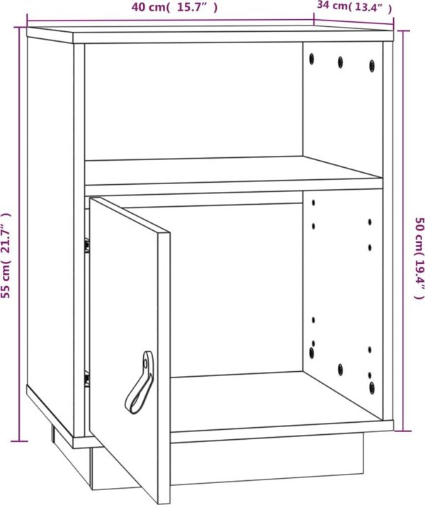 vidaXL Σετ 2 νυχτερινών κομοδίνα λευκά 40x34x55 cm από μασίφ πεύκο