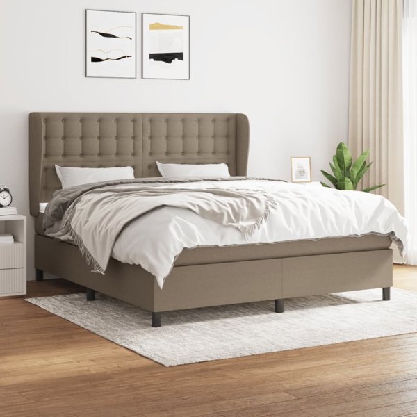 vidaXL κρεβάτι continental με στρώμα, γκρι-καφέ (taupe), ύφασμα, 180x200 cm