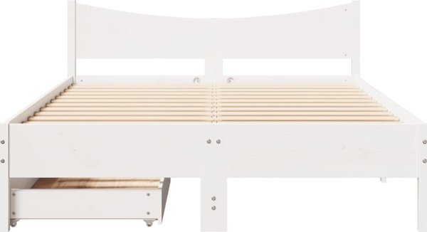 vidaXL Κορμός Κρεβατιού με Συρτάρια, Λευκός, 120x200 εκ, Πεύκο