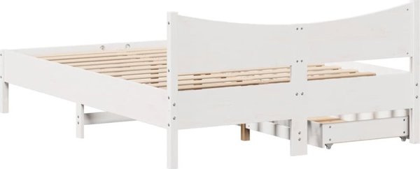 vidaXL Κορμός Κρεβατιού με Συρτάρια, Λευκός, 120x200 εκ, Πεύκο