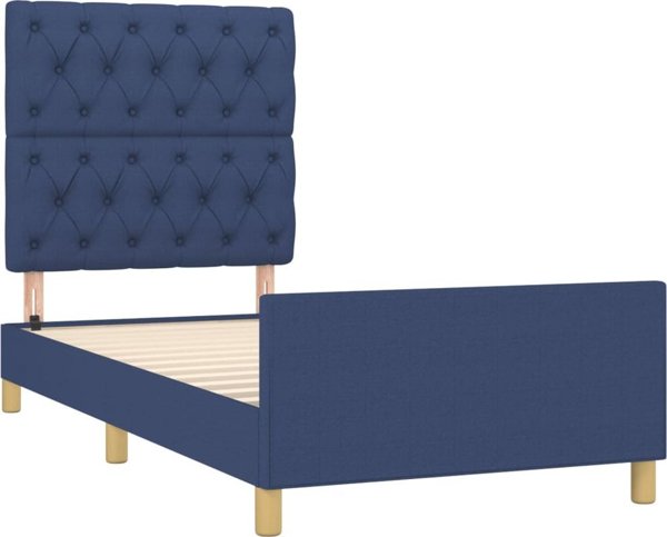 vidaXL Σκελετος κρεβατιου με κεφαλαρι, μπλε, 80x200 cm, επενδυμενο με υφασμα