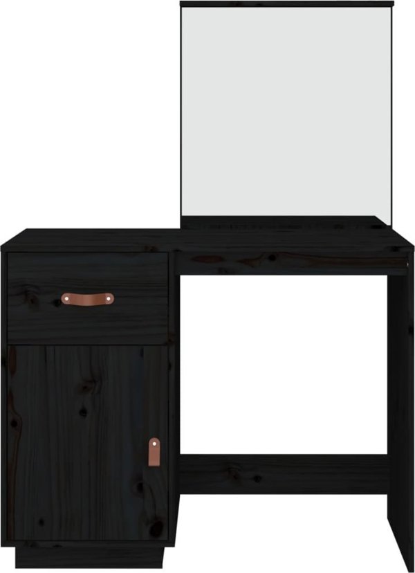 vidaXL Toaletka, czarna, 95x50x134 cm, lite drewno sosnowe