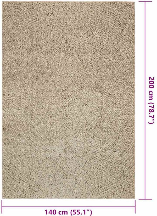 vidaXL Χαλί ZIZUR Μπεζ 140x200 cm Σχεδιασμένο σαν Τζούτι