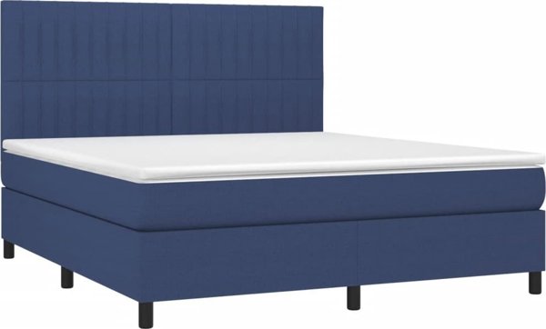 vidaXL Λοξό κρεβάτι με στρώμα, μπλε, 160x200 cm, ύφασμα