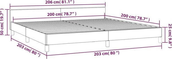 vidaXL Rama κρεβατιού με προσκέφαλο, σκούρο καφέ, 200x200 εκ., επενδυμένη με ύφασμα