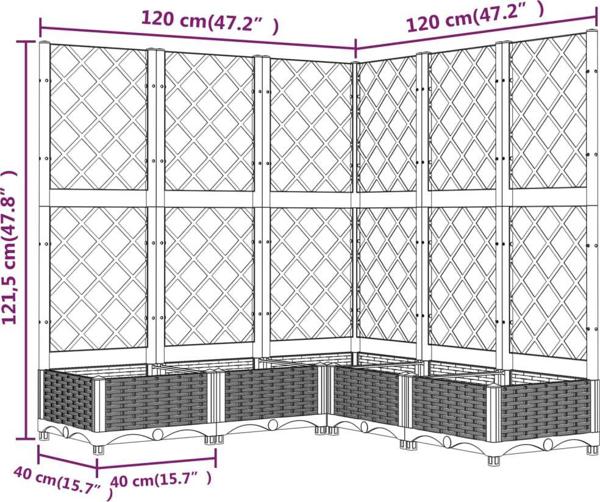 vidaXL Κασπώ κήπου με πλέγμα, μαύρο, 120x120x121,5 εκ., από PP