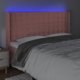 vidaxl Κεφαλάρι Κρεβατιού με LED Ροζ 183x16x118/128 cm Βελούδινο