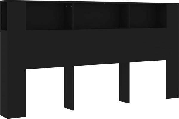 vidaXL Κεφαλάρι κρεβατιού με ράφια, μαύρο, 200x18,5x104,5 cm