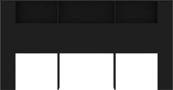vidaXL Κεφαλάρι κρεβατιού με ράφια, μαύρο, 200x18,5x104,5 cm