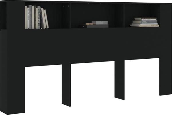 vidaXL Κεφαλάρι κρεβατιού με ράφια, μαύρο, 200x18,5x104,5 cm
