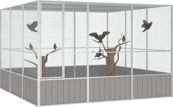 vidaXL vidaXL Woliera, szara, 302,5x324,5x211,5 cm, galwanizowana stal
