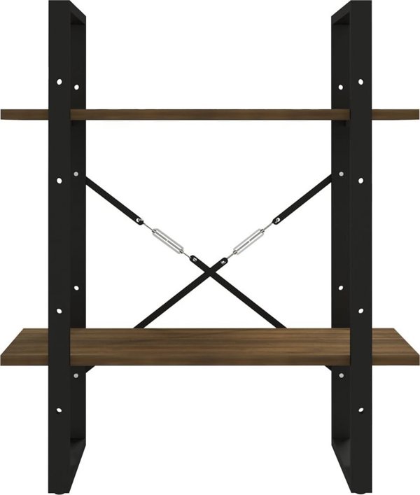 vidaXL Ράφι για βιβλία με 2 ράφια, καφέ δρυς, 60x30x70 cm