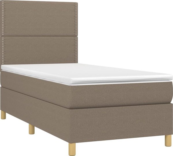 vidaXL Κρεβάτι Continental με στρώμα, ταουπέ, ύφασμα, 90x200 εκ