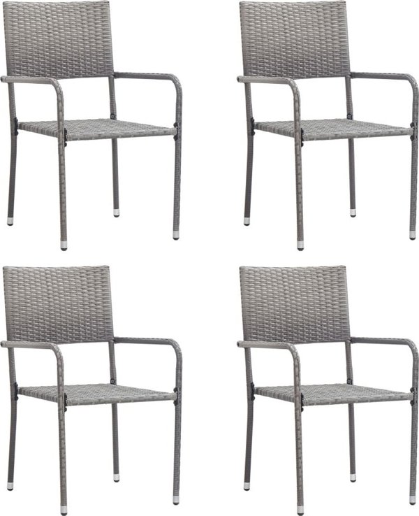 vidaXL Kareskles kogdoy, 4 tem., sti valelles, gkri, poly rattan