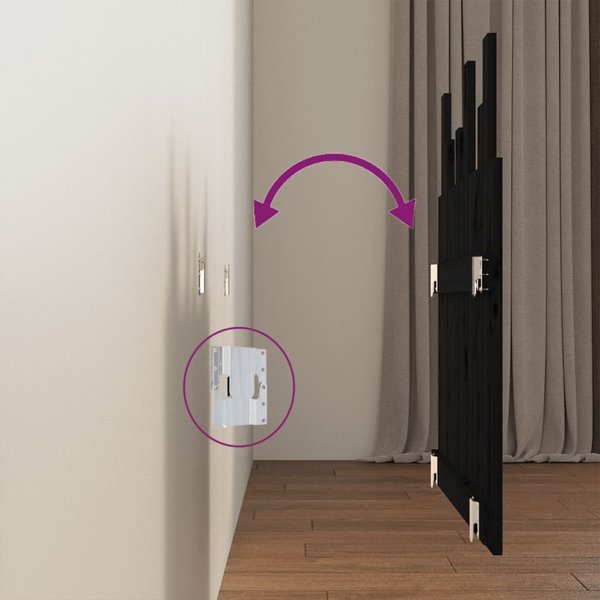 vidaXL Κεφαλάρι κρεβατιού, μαύρο, 82,5x3x80 εκ, μασίφ ξύλο πεύκου
