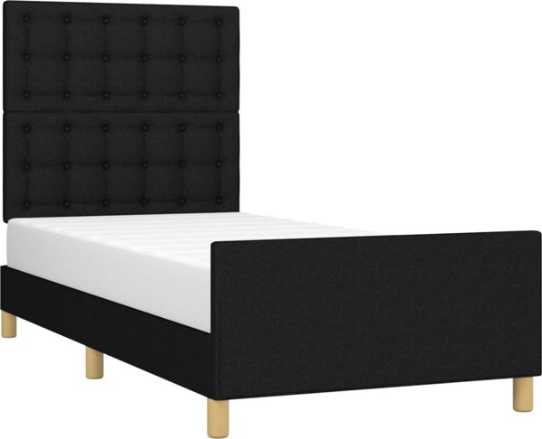 vidaXL Rama lozka z zaglowkiem czarna 100x200 cm obita tkanina