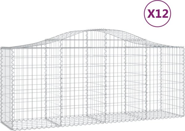 vidaXL Kosze gabionowe, 12 τεμ, 200x50x80/100 εκ, γαλβανισμένο σίδερο