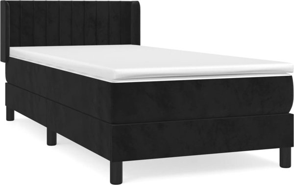 vidaXL Κρεβάτι Continental με στρώμα, μαύρο, βελούδο, 100 x 200 cm