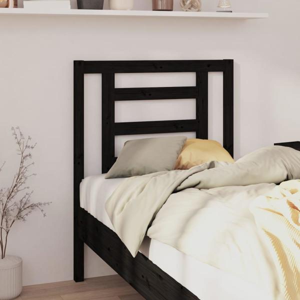 vidaXL Κεφαλάρι κρεβατιού, μαύρο, 81x4x100 cm, από μασίφ πεύκο