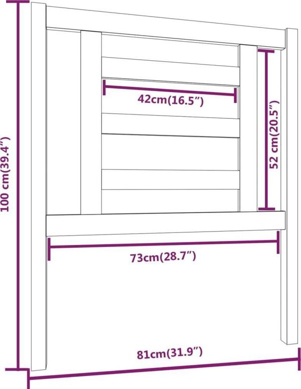 vidaXL Κεφαλάρι κρεβατιού, μαύρο, 81x4x100 cm, από μασίφ πεύκο