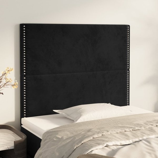 vidaXL Μέρη κεφαλής κρεβατιού, 2 τεμάχια, μαύρα, 90x5x78/88 cm, βελούδο