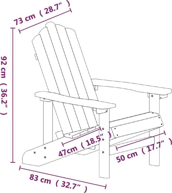vidaXL Εξωτερικές καρέκλες Adirondack με τραπεζάκι, HDPE, καφέ