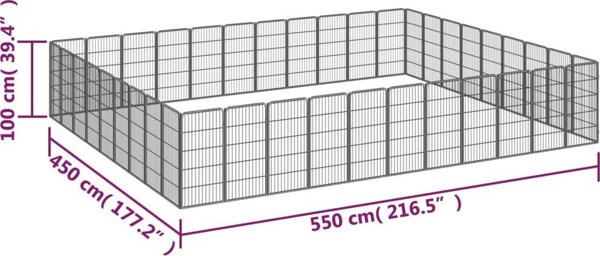 vidaXL Kojec dla psa, 40 paneli, czarny, 50x100 cm, stal
