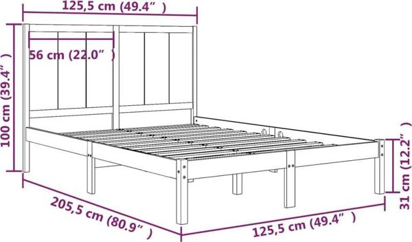 vidaXL Rama κρεβατιού από οξυά μασίφ ξύλο, 120x200 cm