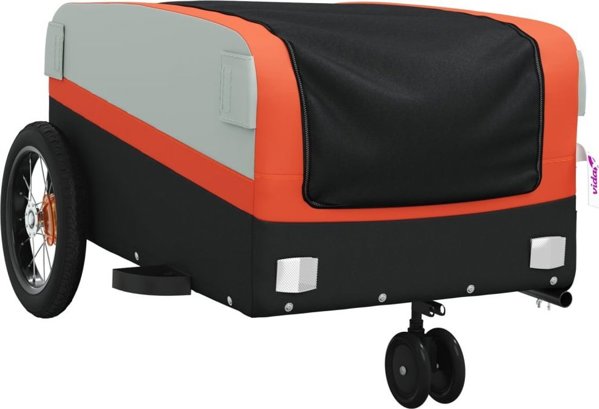 vidaXL Ποδηλατική τρέιλερ, μαύρο-πορτοκαλί, 30 kg, σίδηρος