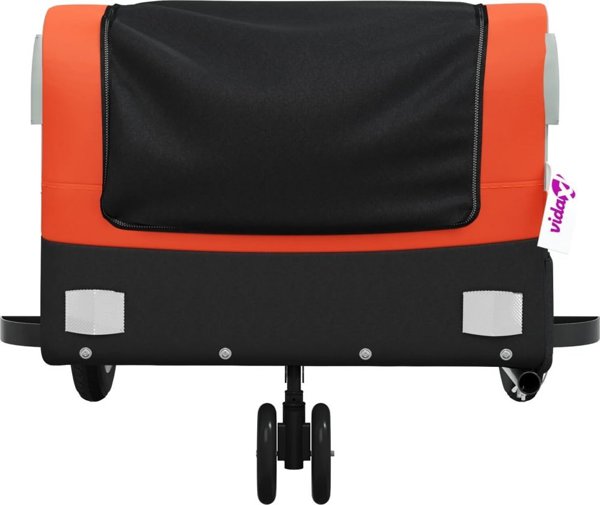 vidaXL Ποδηλατική τρέιλερ, μαύρο-πορτοκαλί, 30 kg, σίδηρος