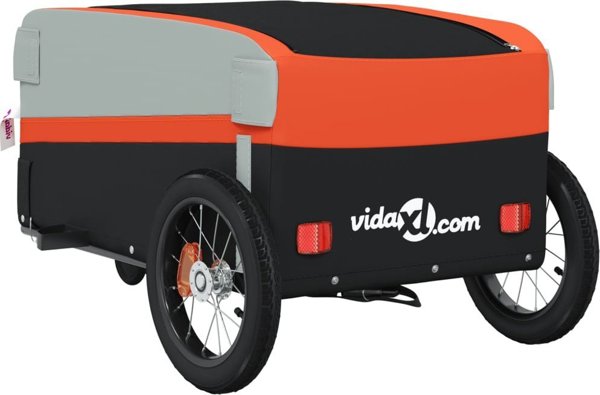 vidaXL Ποδηλατική τρέιλερ, μαύρο-πορτοκαλί, 30 kg, σίδηρος
