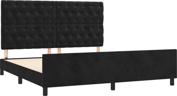 vidaXL Rama κρεβατιού με κεφαλάρι, μαύρη, 160x200 εκ., βελούδινη