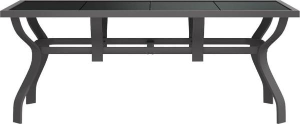 vidaXL Τραπέζι κήπου, γκρι-μαύρο, 180x80x70 cm, ατσάλι και γυαλί