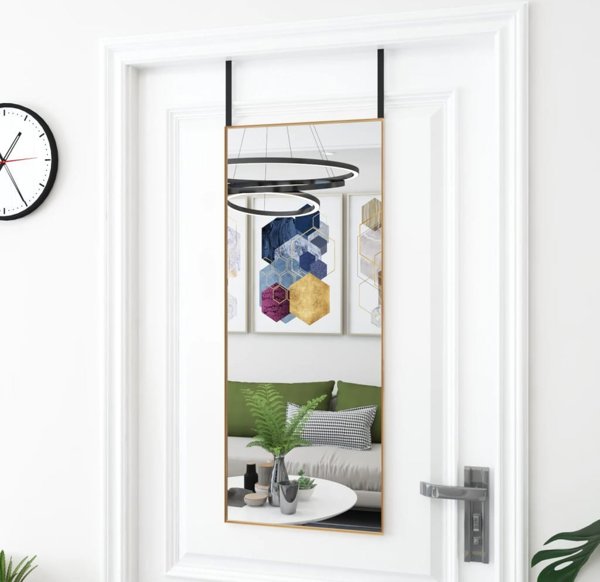 vidaXL Καθρέφτης πόρτας χρυσός, 40x100 cm, γυαλί και αλουμίνιο