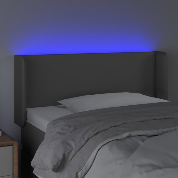 vidaXL Κεφαλάρι κρεβατιού με LED, γκρι, 83x16x78/88 cm, συνθετικό δέρμα