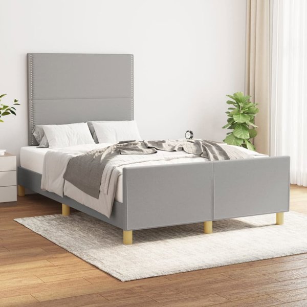 vidaXL Rama κρεβατιού με κεφαλάρι ανοιχτό γκρι 120x200 εκ
