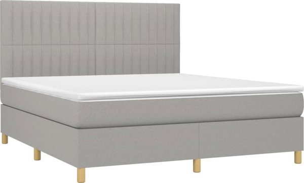 vidaXL Lodzko kontynentalne z materacem jasnoszare 160x200 cm tkanina