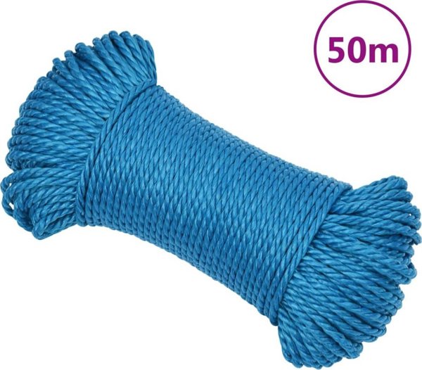 vidaXL vidaXL Linka robocza, niebieska, 8 mm, 50 m, polipropylen