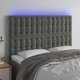 vidaXL Κεφαλάρι κρεβατιού με LED, σκούρο γκρι, 144x5x118/128 cm, βελούδο