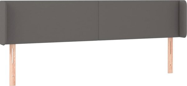 vidaXL Zaglowek do lozka z LED, gkri, 203x16x78/88 cm, texnima deri