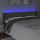 vidaXL Zaglowek do lozka z LED, gkri, 203x16x78/88 cm, texnima deri
