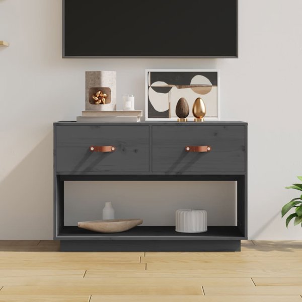 vidaXL vidaXL Szafka pod telewizor, szara, 90x40x60 cm, lite drewno sosnowe