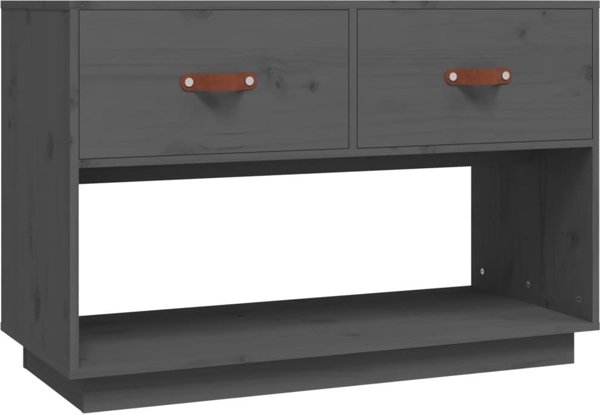 vidaXL vidaXL Szafka pod telewizor, szara, 90x40x60 cm, lite drewno sosnowe