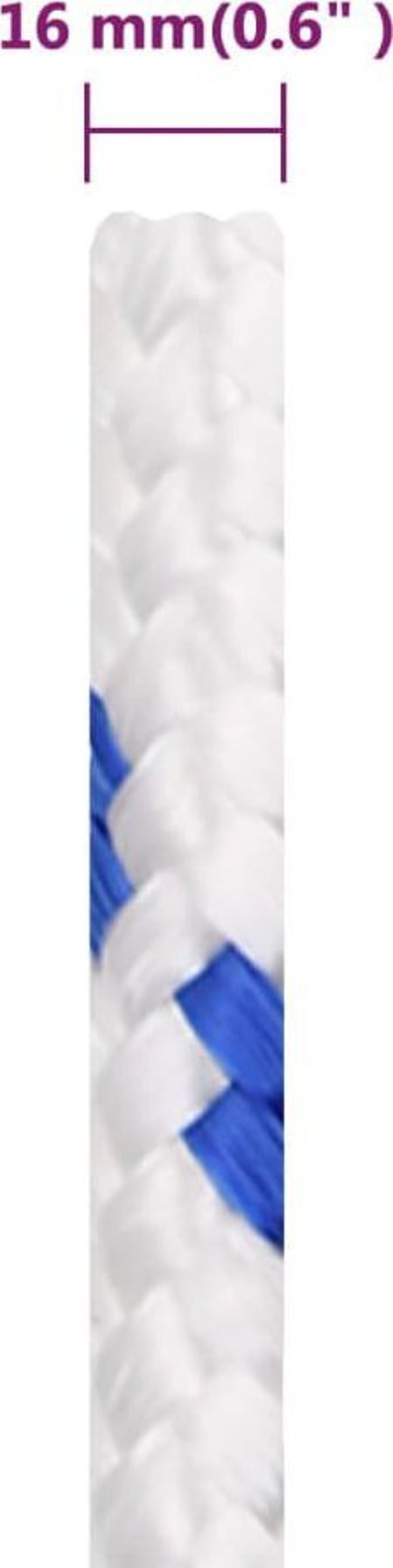 vidaXL Ναυτικό σχοινί, λευκό, 16 mm, 100 m, πολυπροπυλένιο